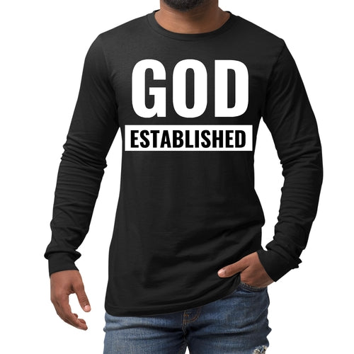 Mens Long Sleeve Graphic T-shirt, God Established