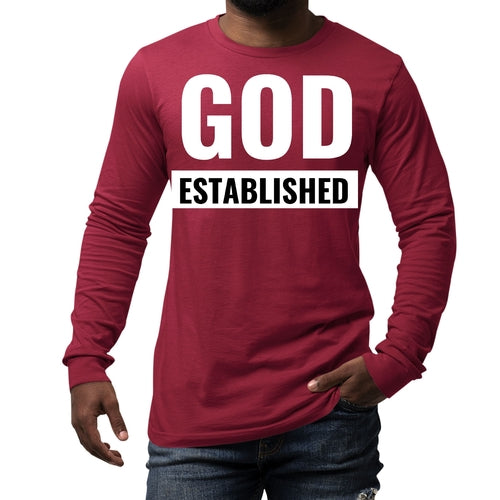 Mens Long Sleeve Graphic T-shirt, God Established