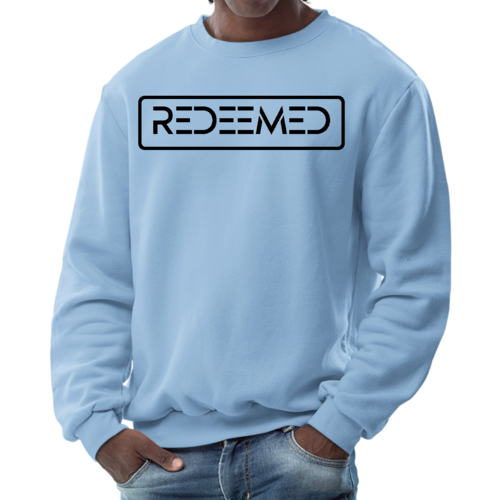 Mens Graphic Sweatshirt, Redeemed Black Illustration