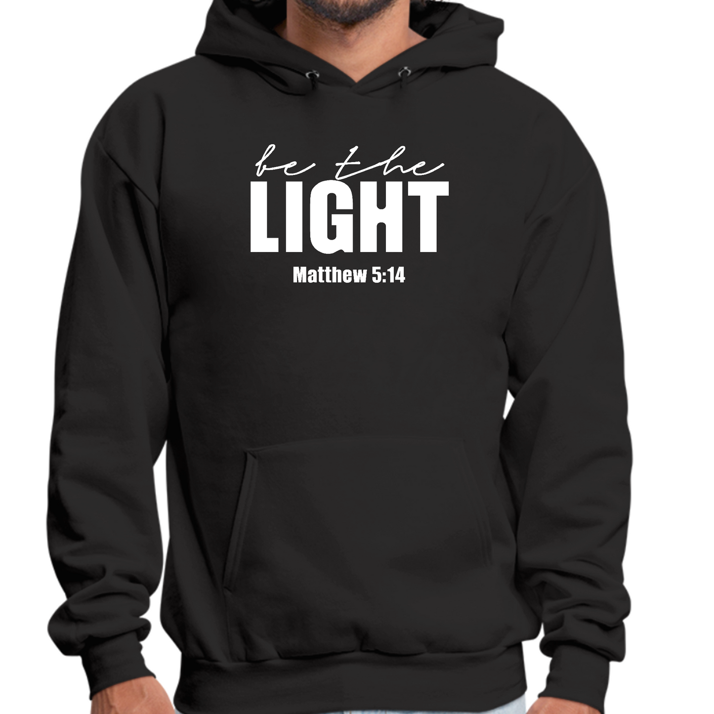 Mens Graphic Hoodie be the Light Inspirational Art Illustration