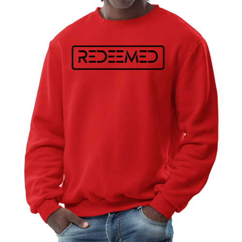 Mens Graphic Sweatshirt, Redeemed Black Illustration