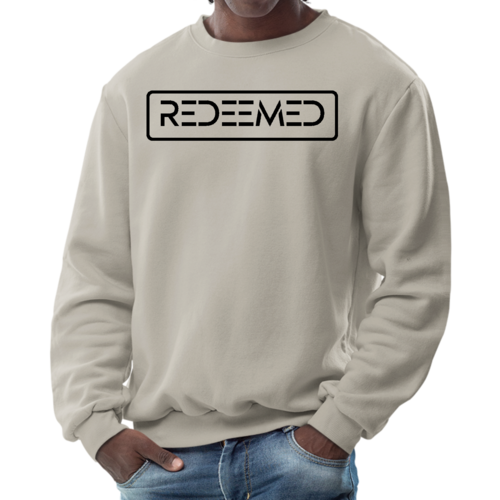 Mens Graphic Sweatshirt, Redeemed Black Illustration