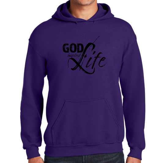 Mens Graphic Hoodie God Inspired Life Black Illustration