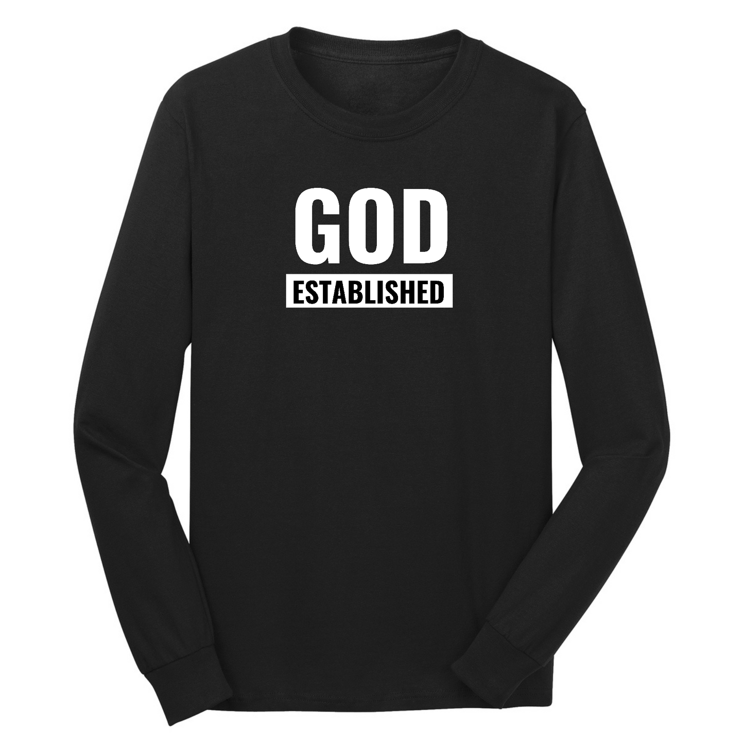 Mens Long Sleeve Graphic T-shirt, God Established