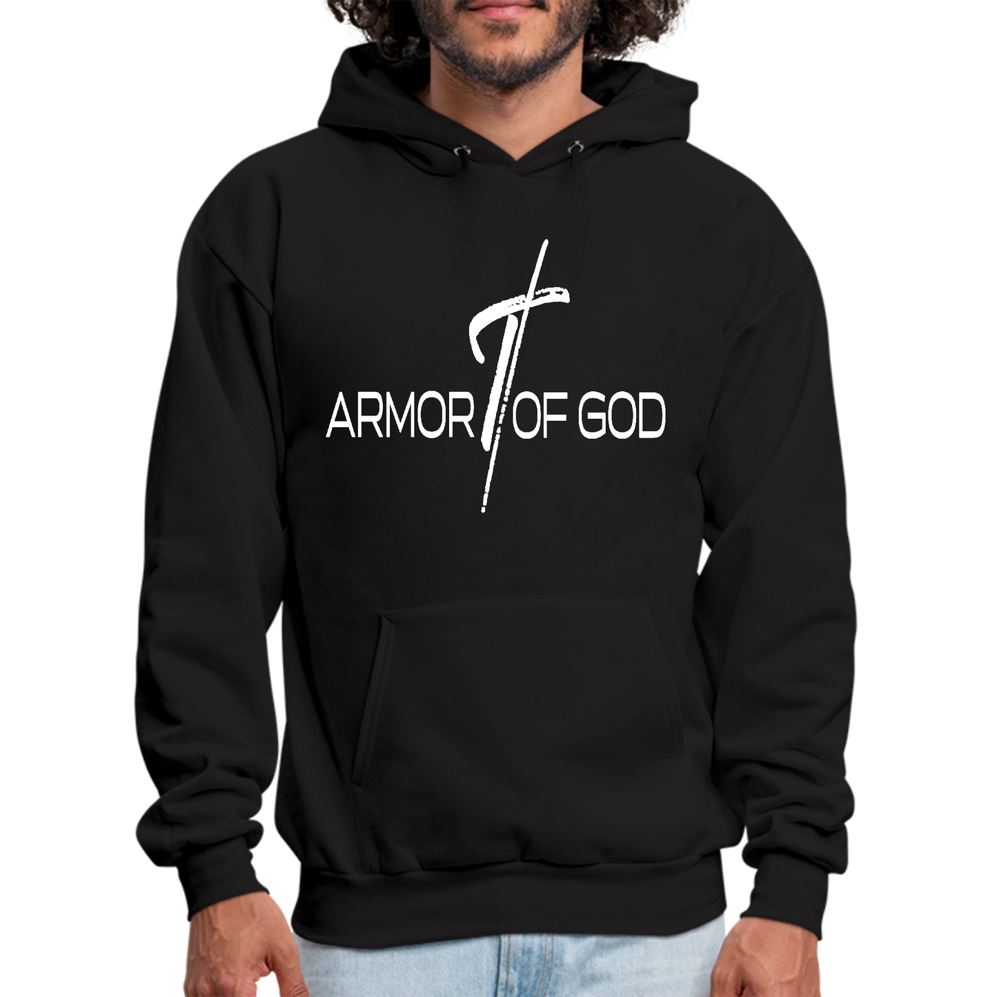 Mens Graphic Hoodie Armor of God Cross