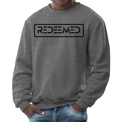 Mens Graphic Sweatshirt, Redeemed Black Illustration