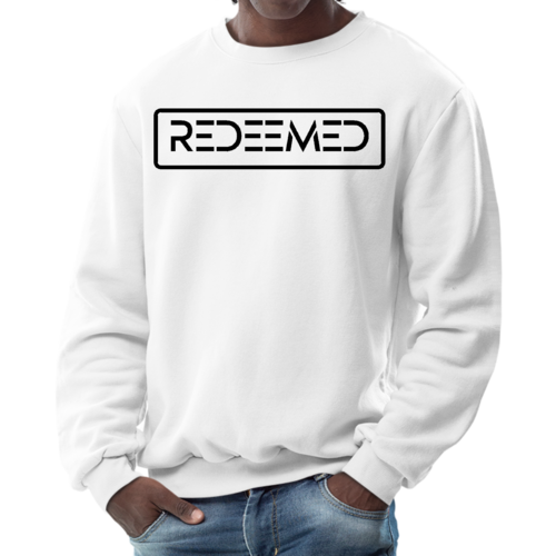 Mens Graphic Sweatshirt, Redeemed Black Illustration