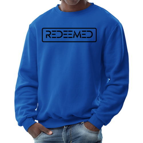 Mens Graphic Sweatshirt, Redeemed Black Illustration