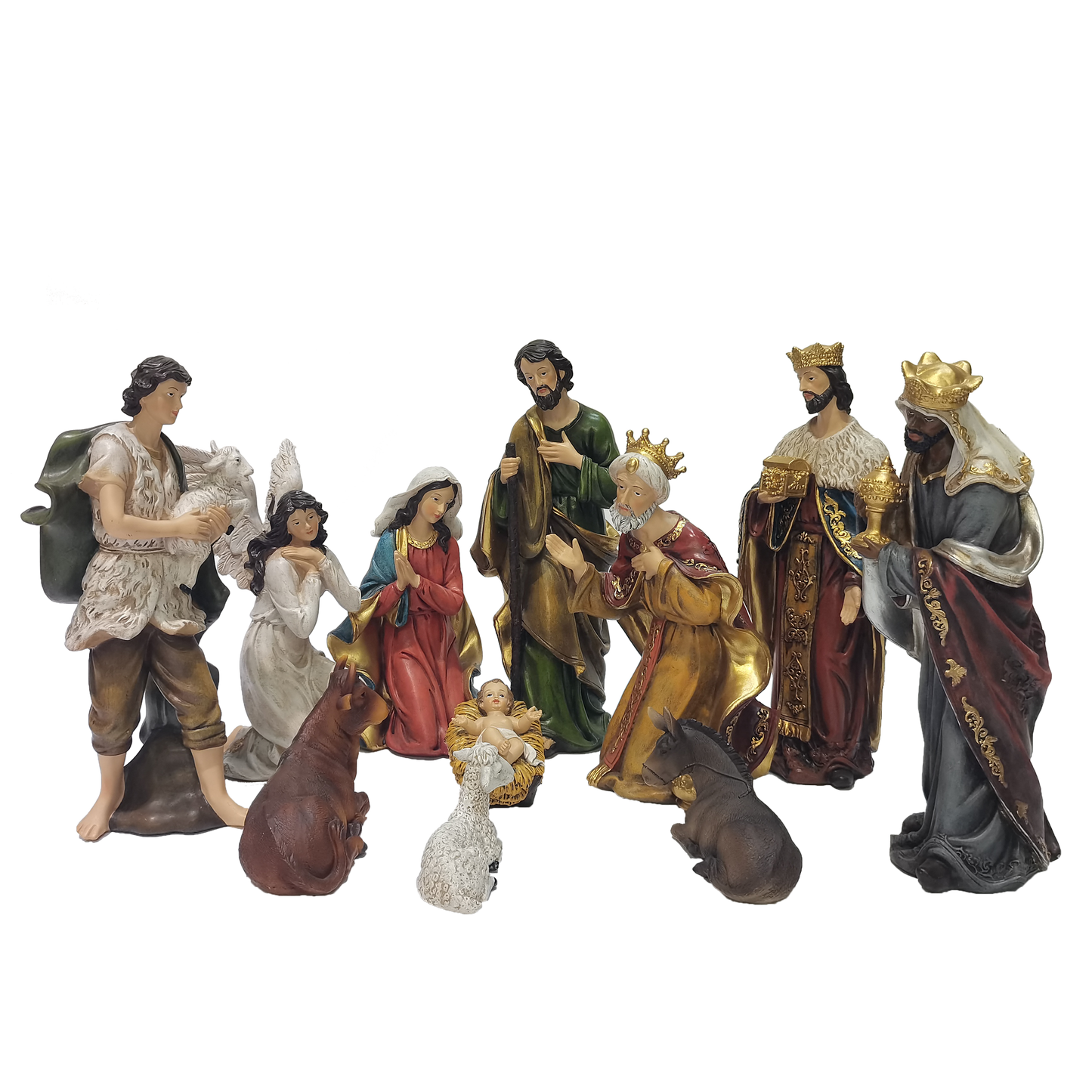 11 Piece Nativity Set 12 inch  Statue Baby Jesus Manger Christmas Crib